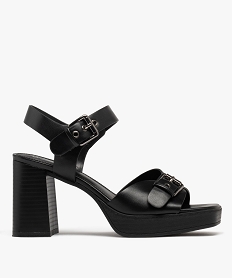 GEMO Sandales à talon plateformes et à boucles femme noir standard