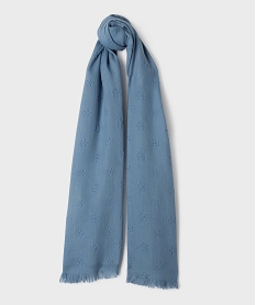 GEMO Foulard rectangulaire grand format à fleurs gaufrées femme Bleu