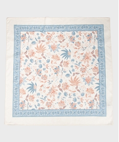 GEMO Foulard carré en coton imprimé femme Beige
