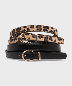 GEMO Ceintures fines avec boucle en métal femme (lot de 2) noir standard