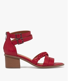GEMO Sandales à talon avec double bride cheville femme - Valentina Baldano rouge vif