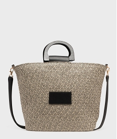 GEMO Sac en paille bicolore porté main femme noir standard