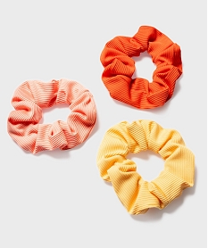 GEMO Chouchous pour les cheveux en satin côtelé femme (lot de 3) Orange