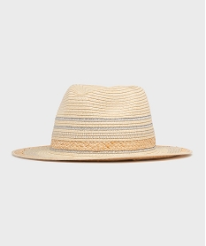 GEMO Chapeau en paille de papier avec fil métallisé femme Beige