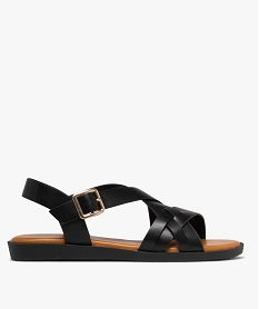 GEMO Sandales à larges brides croisées et semelle contrastantes femme noir standard