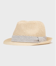 GEMO Chapeau en paille de papier avec bande en tissu homme Beige