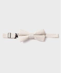 GEMO Nœud papillon en coton et lin uni homme Beige