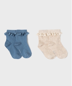 GEMO Chaussettes bébé fille à volants (lot de 2) bleu standard