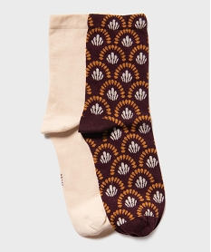 GEMO Chaussettes à motifs fleuris femme (lot de 2) Rouge