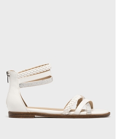 GEMO Sandales plates avec brides cheville femme - Valentina Baldano blanc standard
