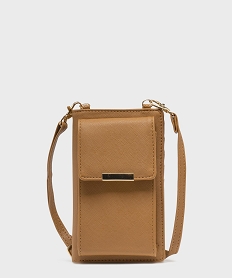 GEMO Pochette smartphone et portefeuille 2-en-1 femme Brun