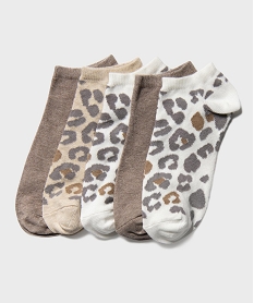 GEMO Chaussettes ultra courtes motifs tachetés femme (lot de 5) beige standard