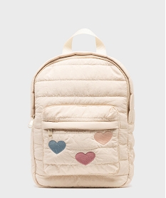GEMO Sac à dos en toile avec coeurs brodés fille beige standard
