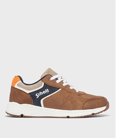 GEMO Baskets basses retro running à lacets garçon - Schott Brun