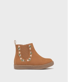 GEMO Bottines avec élastiques et broderies fleuries bébé fille - Lovely Wings marron standard