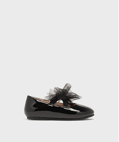 GEMO Ballerines vernies à brides élastiques et nœud en tulle bébé fille noir standard