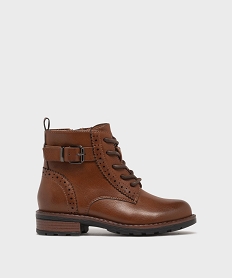 GEMO Bottines à lacets et zip fille Brun