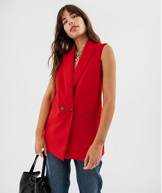 GEMO Veste blazer sans manches femme rouge standard