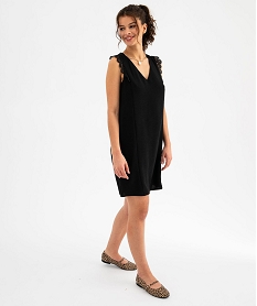 GEMO Robe courte avec empiècements en dentelle sur les épaules femme noir standard