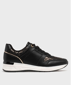 GEMO Baskets à talon compensé et détails brillants femme noir standard