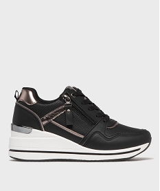 GEMO Baskets à talon compensé et détails brillants femme noir standard