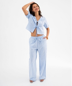 GEMO Blouse manches courtes bouffantes avec liens à nouer femme Imprimé