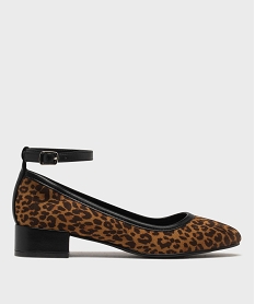 GEMO Ballerines motif léopard à petit talon femme - Follow Me Brun