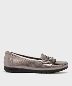 GEMO Mocassins femme dessus souple et uni à détails strass Gris