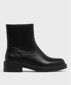 GEMO Boots zippées à clous et à petit talon femme noir standard