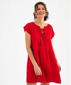 GEMO Robe courte ample recto verso femme rouge standard