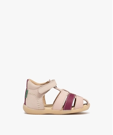 GEMO Chaussures premiers pas ouvertes en cuir bébé fille - Kickers Rose