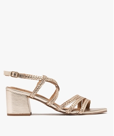 GEMO Sandales en cuir femme à brides tressées femme - Tanéo dore
