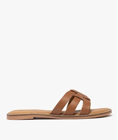 GEMO Sandales mules avec brides croisées en cuir femme - Tanéo Brun