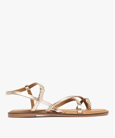 GEMO Sandales à brides en cuir avec entredoigts femme - Tanéo dore