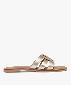 GEMO Sandales mules avec brides croisées en cuir femme - Tanéo dore