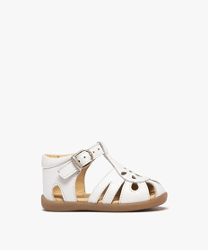 GEMO Chaussures premiers pas en cuir ajouré et à boucle bébé fille - NA! blanc vif