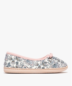GEMO Chaussons forme ballerine en toile à motifs fleuris femme Bleu