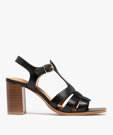 GEMO Sandales à brides dessus cuir à talon haut femme - Tanéo noir standard