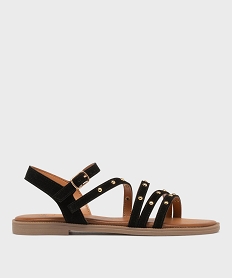 GEMO Sandales en cuir plates à brides cloutées femme - Tanéo noir standard