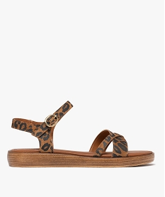 GEMO Sandales en cuir imprimé léopard femme - Tanéo marron standard