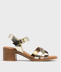 GEMO Sandales à talon moyen et larges brides brillantes femme - Tanéo dore