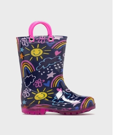 GEMO Bottes de pluie à anses et semelle lumineuse fille Bleu
