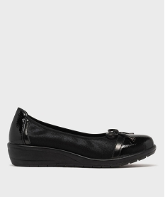 GEMO Ballerines confort avec empiècements vernis femme Noir