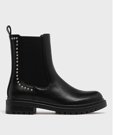 GEMO Boots Chelsea à clous et semelle crantée femme noir standard