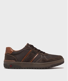 GEMO Baskets basses de ville à zip homme - Relife marron fonce