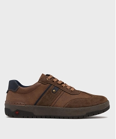 GEMO Baskets bi-matières fermeture lacets et zip homme - Relife Brun