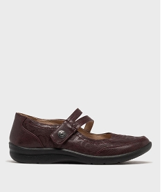 GEMO Ballerines confort à double bride scratch femme Rouge