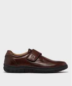 GEMO Derbies à scratch en cuir homme - Pierre Cardin marron vif