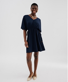 GEMO Robe courte coupe ample avec liens sur les côtés femme Bleu