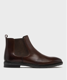 GEMO Chelsea boots en cuir homme - Tanéo marron fonce